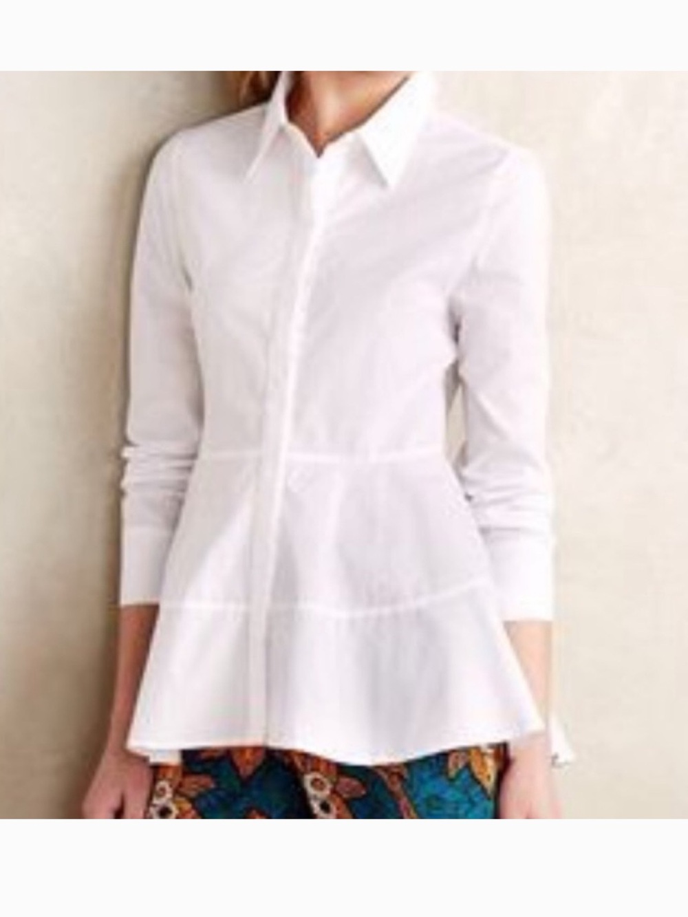 Anthropologie HD in Paris Peplum Button Down Business Casual Blouse Top Size M